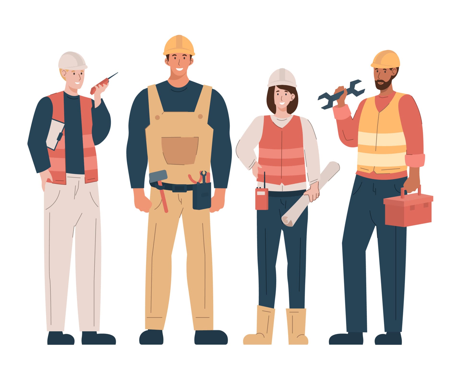 A diverse team of UK construction professionals